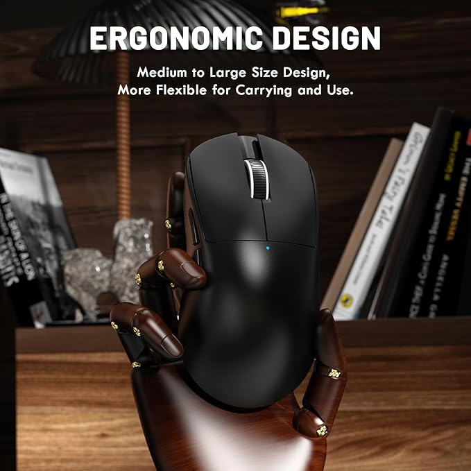 ZIYOU LANG×Magic-Refiner X2 Lightweight Wireless Gaming Mouse,Tri-Mode(2.4G/Wired/BT),24K DPI,PAW3311 Optical Sensor,1000Hz Polling Rate,500mAh,69g Ergonomic Mice for Medium-Large Hands-Black