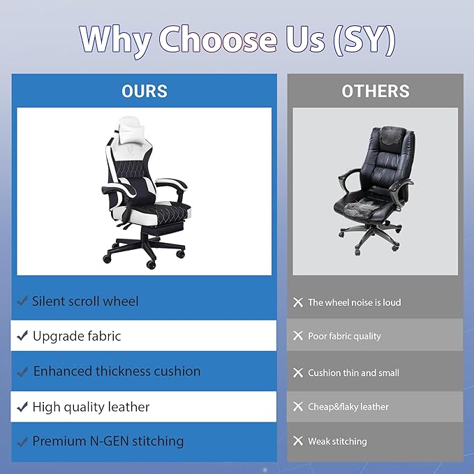 Gaming Chair,Video Game Chair with Footrest and Massage Lumbar Support, Ergonomic Computer Chair Height Adjustable with Swivel Seat and Headrest