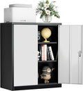 INTERGREAT Metal Storage Cabinet with Doors and Shelves,Lockable Storage Cabinet for Office,36”Black Grey Metal Utility Cabinet Garage Cabinets for Home Office, Garage, Kitchen, Shop
