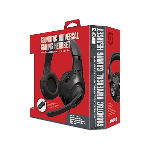 Armor3 "Soundtac" Universal Gaming Headset (Black) for Xbox Series X/Xbox Series S/Nintendo Switch/Lite/ PS4/ PS5/ Xbox One/Wii U/PC/Mac - Nintendo Switch