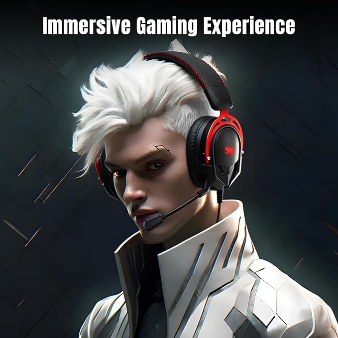 K98 Wired Gaming Headset, Durable Aluminum Frame Gaming Headset with Memory Earmuffs, 50mm Dynamic Drivers Stereo Surround Sound, Over Ear Headset for PC, PS4, PS5, Switch, Xbox One, Mac (Black)