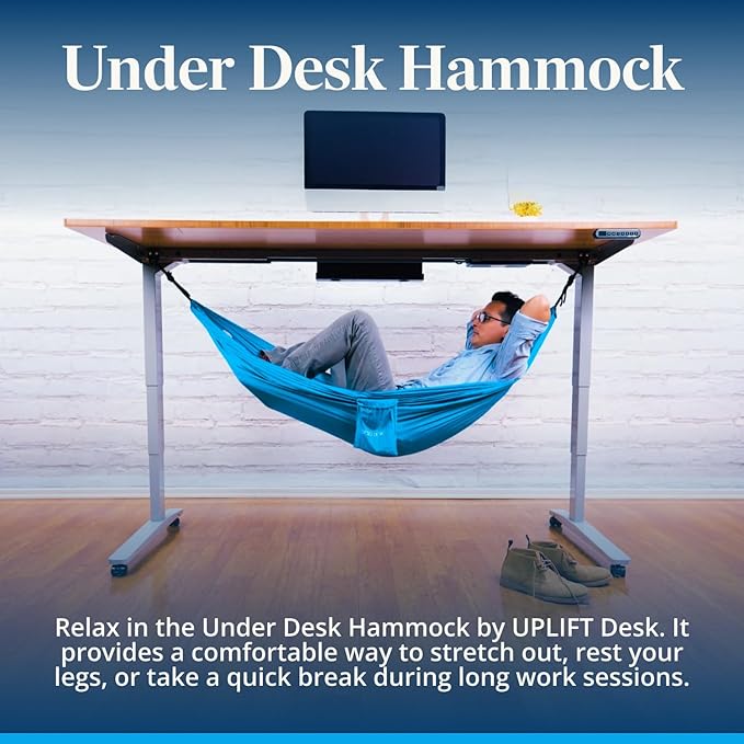 UPLIFT Desk Under Desk Hammock – Hammock for Office, Ergonomic Office Supplies Perfect for Rest & Relaxation, Durable and Easy to Use (Blue)