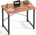 DUMOS Compact 32-Inch Small Computer Office Desk for Home or Bedroom, Modern Minimalist Writing and Study Work Table, Wood