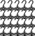 DIYMAG Black Magnetic Hooks, 85 LB Heavy Duty Strong Magnet with Hook, Rare Earth Neodymium Magnets for Hanging, Magnetics Hanger for Curtain, Home, Kitchen, Workplace, 20 Packs