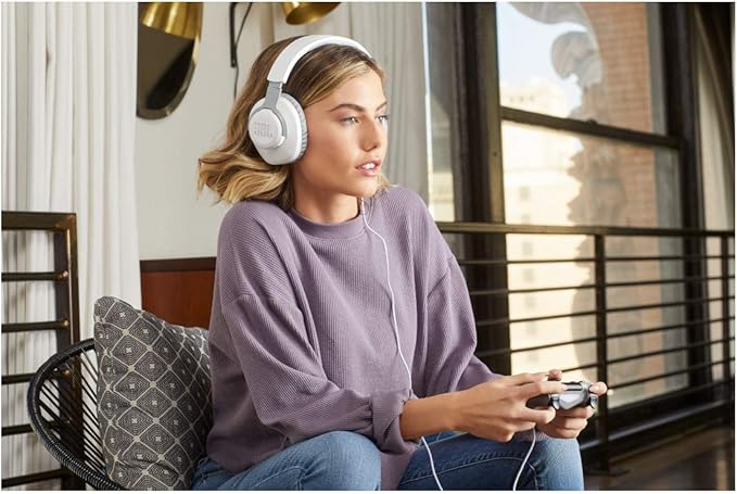 JBL Quantum 100 - Wired Over-Ear Gaming Headphones - White, Large