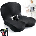Ergonomic Memory Foam Seat and Back Cushion Set with L Shaped Lumbar Support Non Slip Breathable and Machine Washable for Car Office Chair Wheelchair or Home Use (Black)