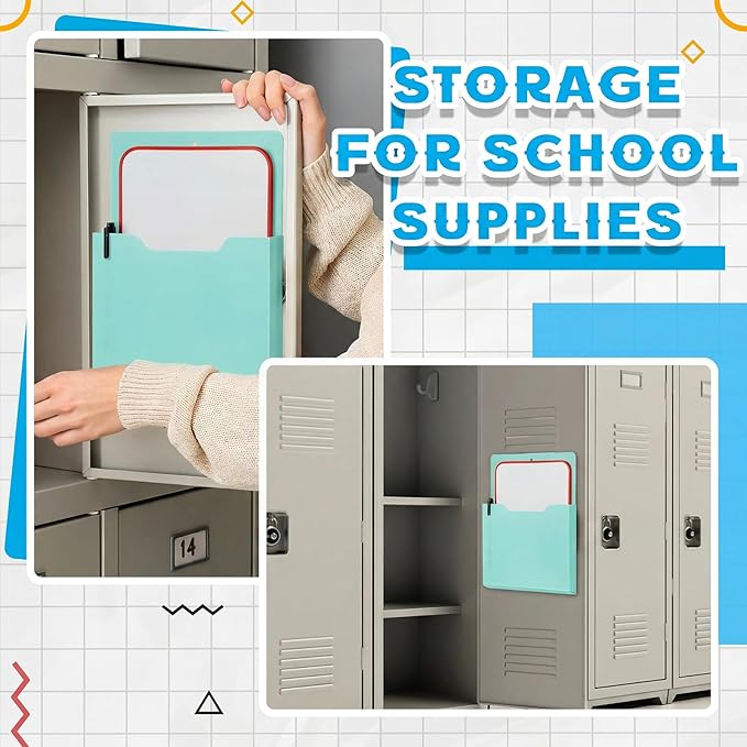 Gilprop 8 Pack Magnetic File Paper Holder High Design Pocket Magnetic Wall File Organizer Hanging Refrigerator Magazine Mail Letters Paper Holder for Teacher Office Supplies(Mint Green,Classic)