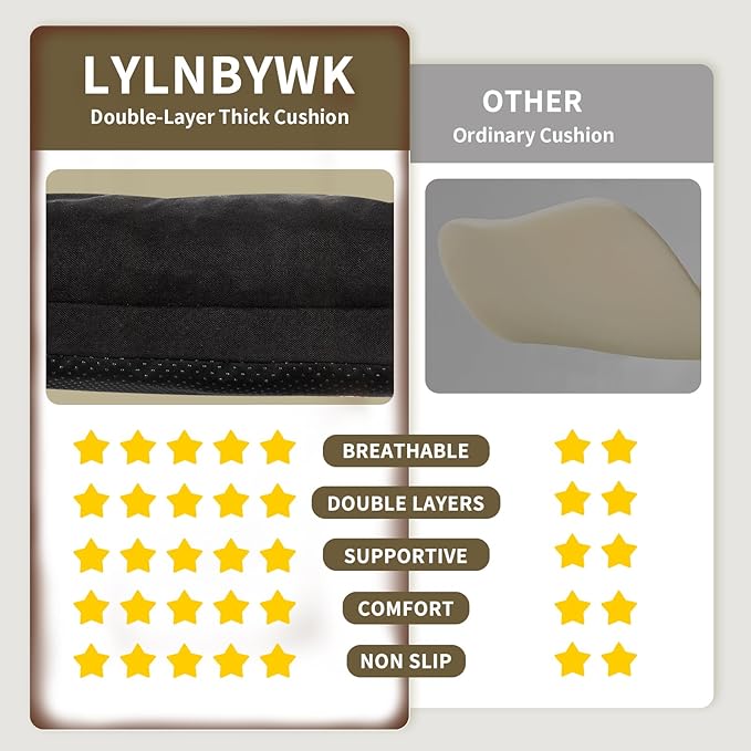 Recliner Cushions, 20x20x5 Inch Double Layer Design Chair Cushion, Soft Tufted Thickened Seat Cushions for Elderly, Black