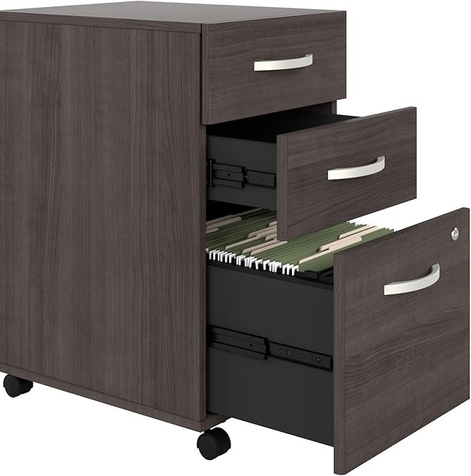 Bush Business Furniture Studio C 72W x 30D Office Desk with Storage Return and Mobile File Cabinet in Storm Gray