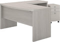 Bush Business Furniture Office by Kathy Ireland® Echo L Shaped Bow Front Desk with Mobile File Cabinet in Gray Sand