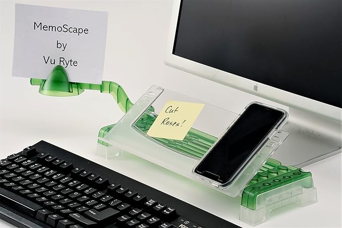 MemoScape Adjustable in-Line Document Holder for Typing | Reduces Neck Strain, Improves Focus, Boosts Desk Organization, and Workflow | Paper Holder Stand for Desk and Home Office - Green (VUR 5020)