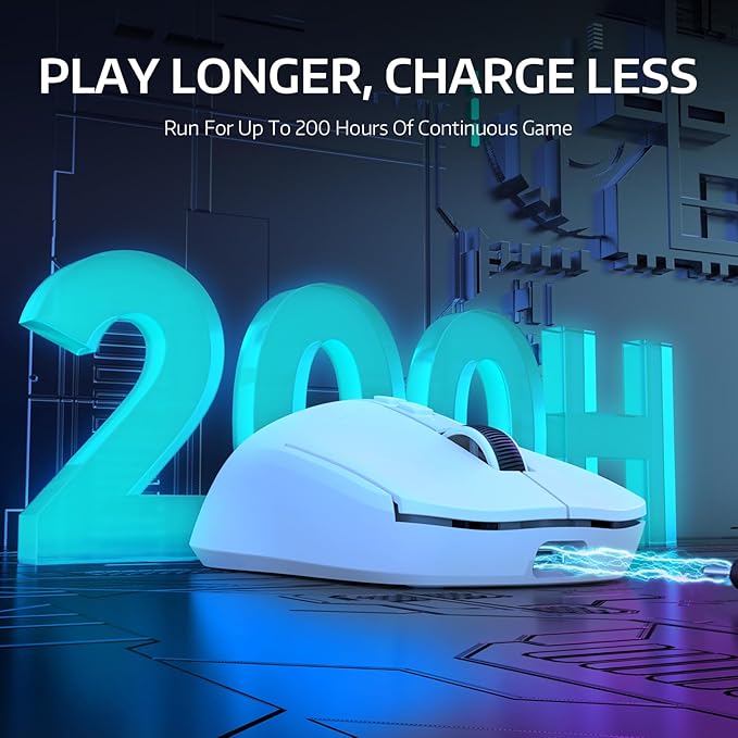 ATTACK SHARK X6 49g Superlight Wireless Gaming Mouse with Magnetic RGB Charging Dock, BT/2.4GHz Wireless/Wired Mouse, Ultralight Mice PixArt PAW3395 Sensor, 26000DPI, 200Hrs Battery for WIN/Mac