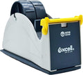 Excell ET-227 Blue/Grey Premium Twin-Roll Steel Desk Top Dispenser: 2 in. Wide (3 in. core) + LuxProdX Sticker