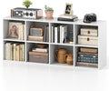 Tangkula 8-Cube Bookcase, Large Floor Standing Horizontal Bookshelf with 8 Open Shelves & 2 Anti-Tipping Kits, Home Office Wooden Storage Book Shelf for Living Room, Study (White, 8-Cube)