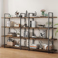 OtterOasis Bookshelf Set, Heavy Duty 4-Tier Industrial Bookcase, 47" Wide Wood Bookshelf for Home Office, 120lbs Shelf Capacity, Rustic Open Display with Horizontal Shelf for Living Room Bedroom