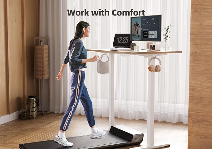 YDN Electric Standing Desk, 55 x 24 Inches Adjustable Height Stand up Desk with Cable Management, Home Office Desks with Splice Board & Frame, Nature Top