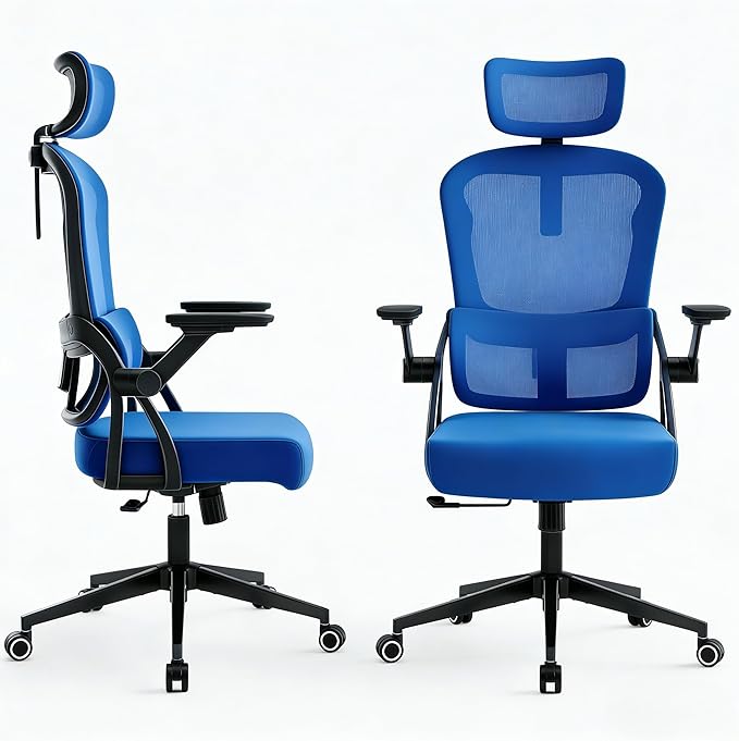 Ergonomic Office Chair - 350LB Comfy Desk Chairs with Adjustable Headrest and Lumbar Back Support, Mesh Computer Chairs with Wheels and Arms for Home Office, Study