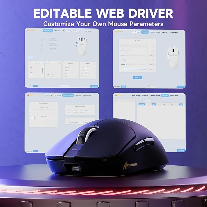 MAMBASNAKE Attack Shark X8 PRO 8K Wireless Gaming Mouse,PAW3395PRO 40K DPI Sensor,Tri-Mode Broadcom BK52820 Chip,Superlight Ergonomic Mouse for Large Hands,Cloud-Based Software,for Win/Mac(Black)