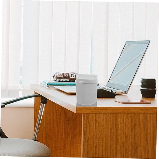 Mini Trash Can with Lid Compact Desktop Waste Bin for Office Bedroom and Kitchen Sleek Design Easy Cleanup Versatile Tiny Garbage Can Gray
