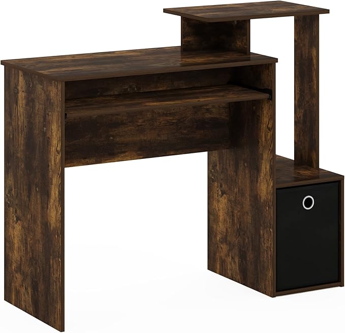 Furinno Econ Computer Writing Desk, Amber Pine/Black