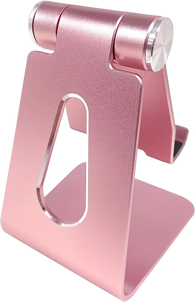 Phone & Tablet Stand Adjustable Multi‑Angle Aluminum Phone & Tablet Stand Non‑Slip Dock/Cradle/Charging Station for Desktop, Bed, Kitchen, Office (Rose Gold)