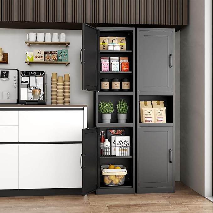 Tall Narrow Bathroom Storage Cabinet - Metal Pantry Cabinet, Slim Cabinet for Small Spaces, Bathroom, Kitchen