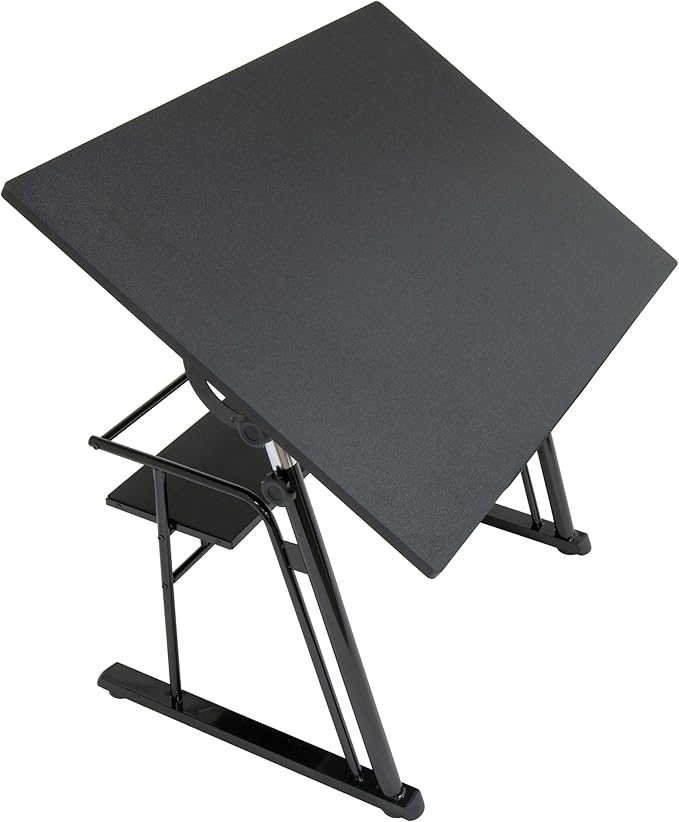Studio Designs Zenith Height Adjustable Drafting Table with Shelf in Black, 42" W X 30" D
