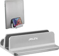 JARLINK 2-in-1 Design Vertical Laptop Stand Holder, Aluminum Laptop Stand for Desk with Adjustable Dock, Space-Saving Organizer Compatible with All MacBook, Samsung, HP, Dell, Chrome Book,Silver