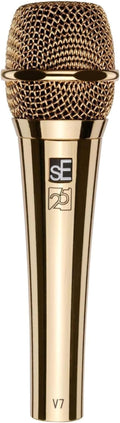 SE ELECTRONICS V7 Dynamic Microphone for Singing, Speech & Studio Recording - XLR Handheld Professional Microphone with Supercardioid Aluminum Voice Coil for Huge Gain Before Feedback - Gold