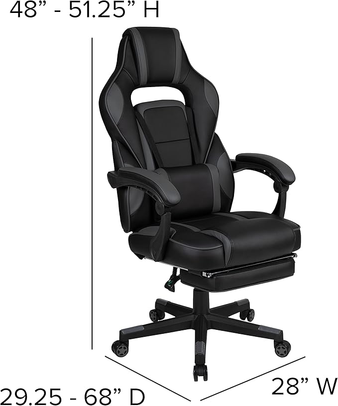 Flash Furniture Optis Black Gaming Desk with Cup Holder/Headphone Hook/Monitor Stand & Black Reclining Back/Arms Gaming Chair with Footrest