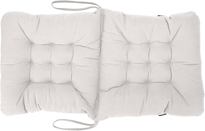 Seat Cushion with Back Support, 31.5 Inch Chenille and PP Cotton Integrated Chair Pad with Fixed Strap for Office Desk and Dining Chairs (White)
