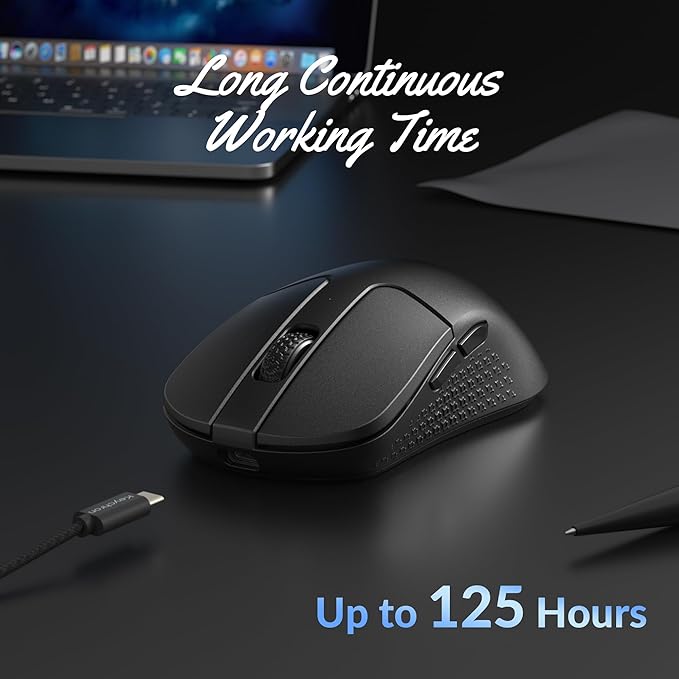Keychron M3 Mini Wireless Optical Mouse, Bluetooth 5.2/2.4 GHz/Wired Gaming Mouse, Programmable PixArt 3311 Sensor with up to 12,000 DPI/ 650 IPS, Lightweight Ergonomic for Windows Mac Linux - Black