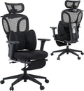CabLady S1 Petite Ergonomic Home Desk Chair with Footrest and Headrest, High Back Fixed Lumbar Support with Detachable Pillow, Reclining Cute Office Chair for Women & Girls, 300 LBS Capacity