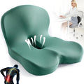 Ergonomic Memory Foam Seat and Back Cushion Set with L Shaped Lumbar Support Non Slip Breathable and Machine Washable for Car Office Chair Wheelchair or Home Use (Green)