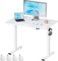BIZUM 39.4" Small Electric Standing Desk Height Adjustable, Whole Piece Stand Up Computer Desk Work Study Writing Gaming Desks for Home Office White