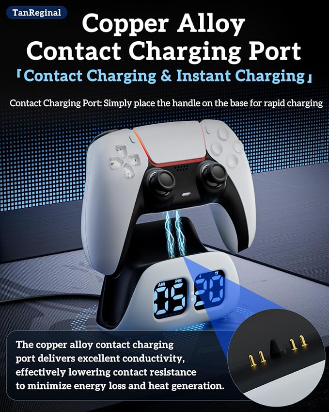 P5 Controller Charger Dock，Controller Charging Station Stand Compatible with P5, Charger Station with Cable for P5 「 Fast Charging, Alarm Clock, Multiple Lighting Effects」