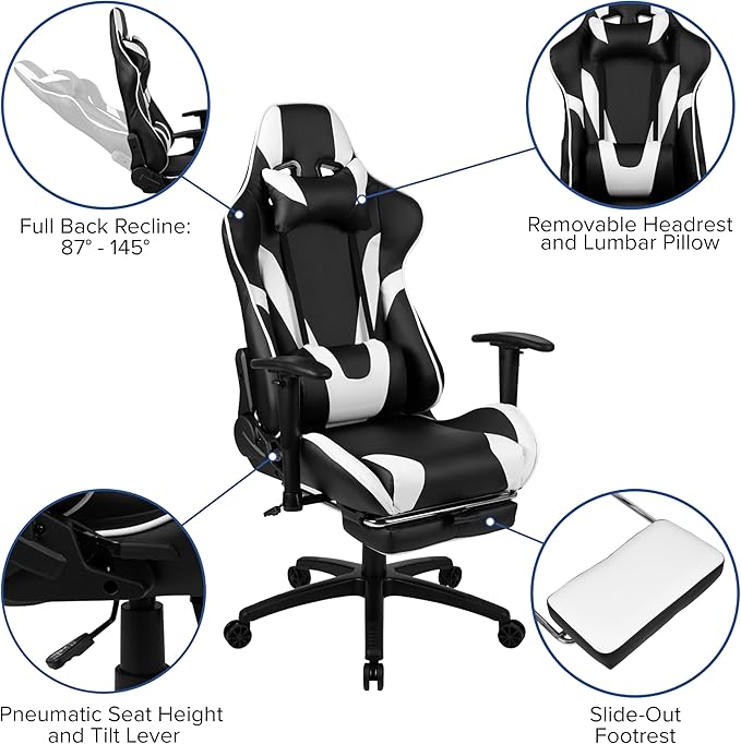 Flash Furniture Optis Black Gaming Desk and Black Footrest Reclining Gaming Chair Set with Cup Holder, Headphone Hook, and Monitor/Smartphone Stand
