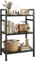 3 Tier Bookshelf, Free Standing Wooden Bookcase with Open Storage Shelves with Metal Frame, Sturdy Shelf Organization Display Rack for Living Room, Bedroom, Home Office, 27.6" Tall, Black