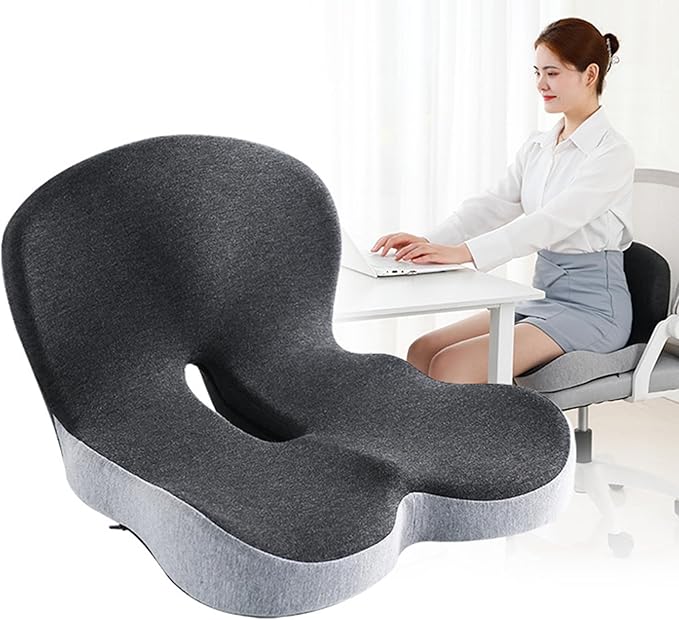 Truck Seat Cushion, Memory Foam L Shaped Seat Cushion, Cushion Lab Ergonomic Back Support & Sciatica Relief for Long Drives, Semi Truck Driver Accessories (Black Gray)