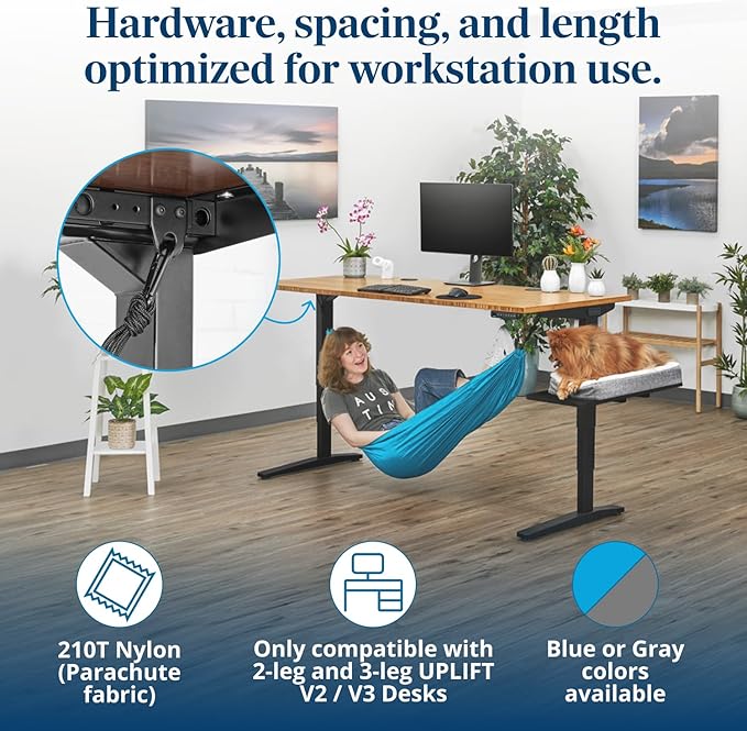 UPLIFT Desk Under Desk Hammock – Hammock for Office, Ergonomic Office Supplies Perfect for Rest & Relaxation, Durable and Easy to Use (Blue)