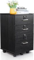Karl home Wooden File Cabinet, 3 Drawer Vertical File Cabinets with 3 Lock,Printer Stand Mobile Storage Cabinet,Filing Storage Drawer for Home,Office,Black(15.75" L x 15.75" W x 26.1" H)