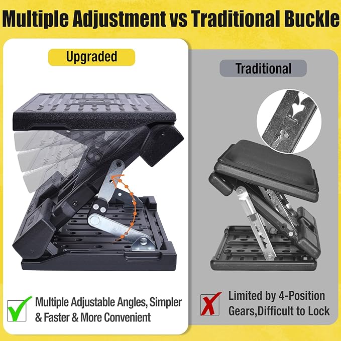Foot Rest for Under Desk at Work Ergonomic Footrest with Adjustable Height and Angle, Foldable Foot Stool with Removable Pad Massage Beads for Office Gaming Chair Brown
