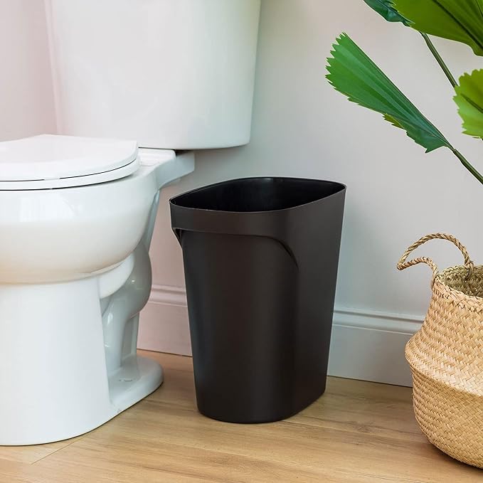 IRIS USA Small Trash Can Wastebasket with Handle, 6 Gallon / 24 Quart, 6-Pack, for Bathroom, Office, Bedroom, Under Sink, Kitchen, Garbage - Black