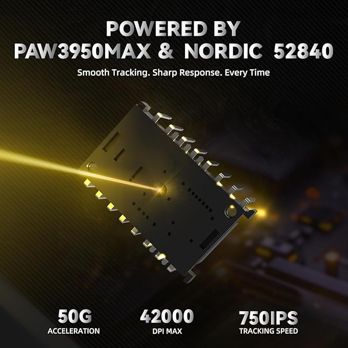 ATTACK SHARK R11 Ultra 8K Carbon Fiber Wireless Gaming Mouse,PAW3950 MAX Sensor,49g Ultra-Lightweight,Nordic 52840 MCU Chip,42000 DPI,Wired/BT/2.4GHz Wirelss Programmable Mouse for PC/Mac(Wave)
