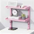 2-Tier Desk Shelf, Expandable Under Desk Storage, Clamp on Desk Shelf, Desktop Accessories for Offices, Study Rooms, and Game Rooms (Pink)