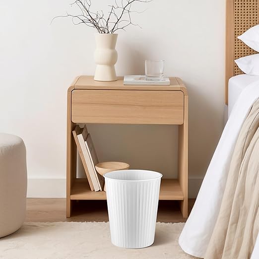 Monarch Abode Ridge Embossed Metal Desk Wastebasket – White