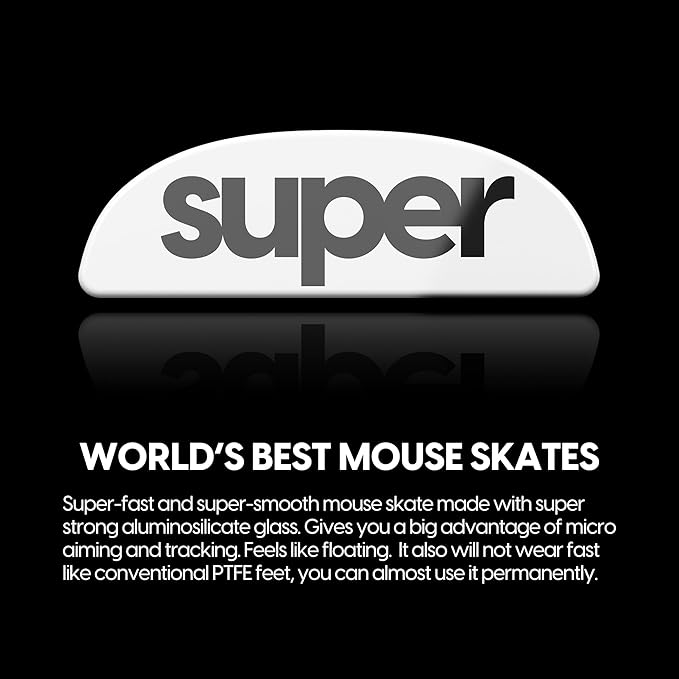 Superglide2 - New Controllable Speed Textured Surface Smoothest Mouse Feet Skates Made with Durable Strong Glass for Pulsar X2 & X2 v2 & X2H & X2A Wireless Gaming Mouse (Type-C, White)