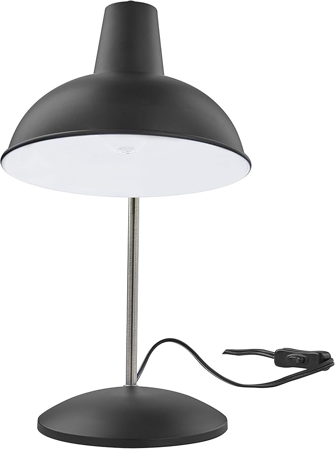 Light Society Black Retro Hylight Desk Lamp with Antique Brass Details, Mid Century Modern Vintage Style