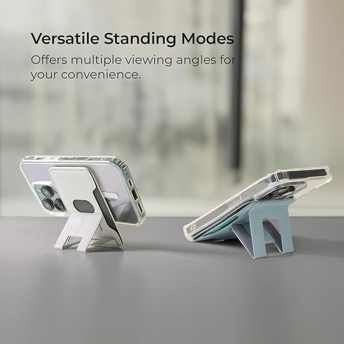 MagSafe Wallet Stand for iPhone 16/15/14/13/12, Magnetic Card Holder with Adjustable Multi-Angle Kickstand, Side-Opening Card Slot, Dual Magnetic Rings, – Black