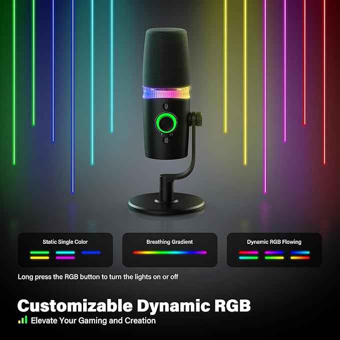 XLR & USB-C Dynamic Microphone for Podcast Recording, 96kHz/24-bit Studio Grade Gaming Mic for PC, Streaming, YouTube & Singing, Professional Vocal Microphone